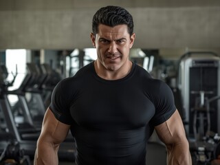Fototapeta premium Intense Bodybuilder Portrait in Gym