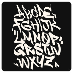 Black Graffiti Tagging Style Alphabet Font Set