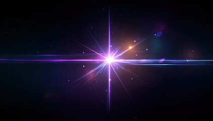 Fototapeta premium A vibrant, star-like burst of light with radiating rays against a dark, deep space
