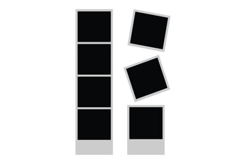 Photo Booth Picture Frame Set – Realistic Blank Photography Template, Retro Instant Snapshot Strips,
 Empty Vector Mockup Design