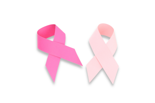 Pink ribbons for breast cancer awareness, isolated, PNG