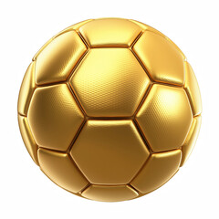 Fototapeta premium 3D chubby cute cartoon golden soccer ball, soft rounded shape with hexagonal pattern, isolated on white background