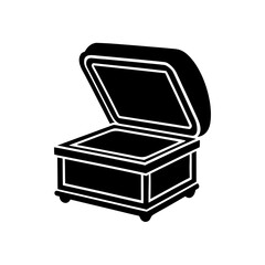 Open treasure chest silhouette on transparent background