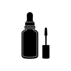 Dropper bottle and applicator on transparent background