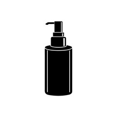 Black dispenser bottle icon on transparent background