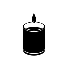 Burning candle in glass holder on transparent background