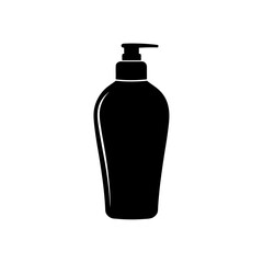 Silhouette of a lotion bottle on transparent background