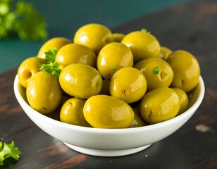 Green olives in bowl