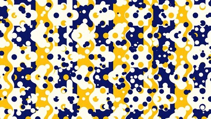 Abstract Blue and Yellow Polka Dot Pattern Background.