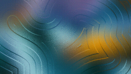 Abstract textured background with swirling brushstrokes in deep blues purples and warm orange hues