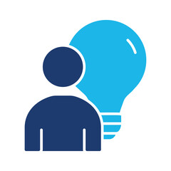 Creativity Icon In Blue Monochrome Flat Design, Vector Illustration