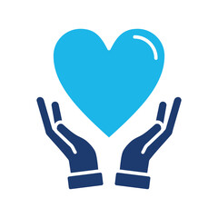 Kindness Icon In Blue Monochrome Flat Design, Vector Illustration