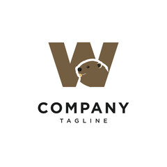 Letter W Beaver Logo Icon Vector