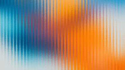 Abstract blurred background with vertical ribbed glass effect in vibrant blue orange and purple hues