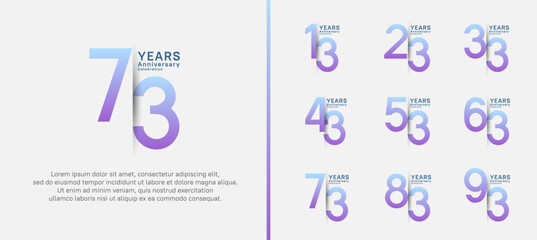 set of anniversary logo style. vector design purple color for celebration