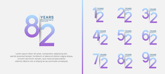 set of anniversary logo style. vector design purple color for celebration