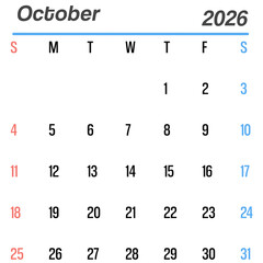 October 2026 Calendar