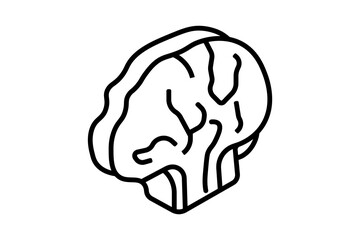 The image shows a simple black-and-white line illustration of a human brain.