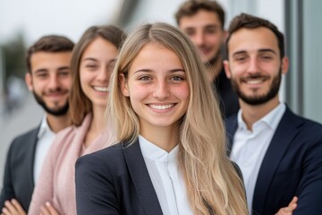 Group photo of diverse employees celebrating workplace inclusion and collaboration