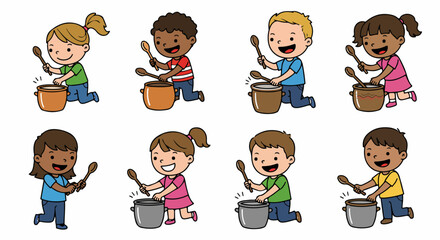 Children playing pots and pans musical instruments