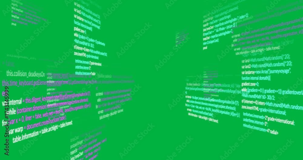 Wall mural animation of blue, purple and white computer data processing over transparent background