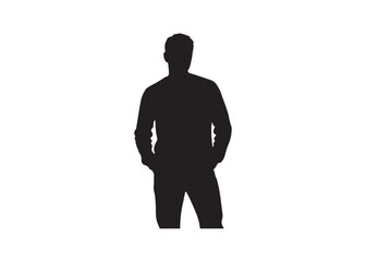 Vector art of man silhouette standing with hands in pockets