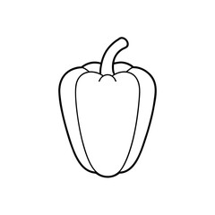 Outline drawing of a bell pepper on transparent background