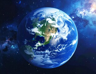 Naklejka premium Planet Earth with Americas against a cosmic nebula