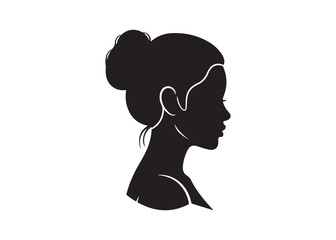 Vector art of silhouette of woman with hair bun in black color