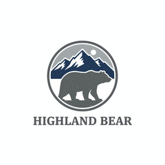 Obraz premium highland bear nature moon forest illustration 