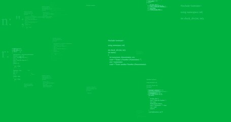 Animation of binary coding and data processing moving over transparent background - Powered by Adobe