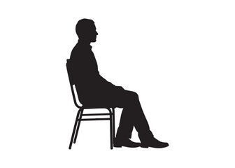 Fototapeta premium Vector art of silhouette of a man sitting on a chair