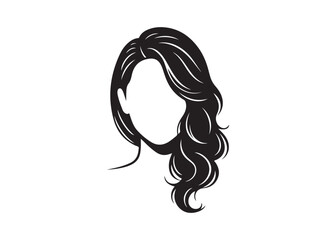 Vector art of silhouette of a woman with long wavy hair
