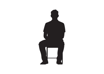 Vector art of silhouette of a man sitting on a chair