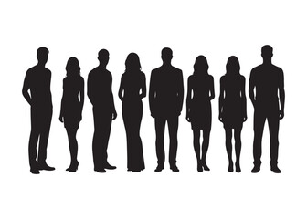 Vector art of silhouettes of business people standing