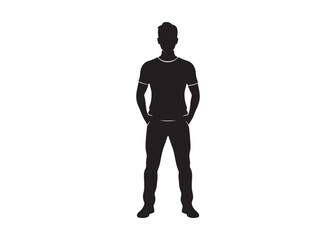 Vector art of silhouette of man standing with hands in pockets