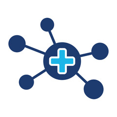 Ai Healthcare Icon In Blue Monochrome Flat Design, Vector Illustration