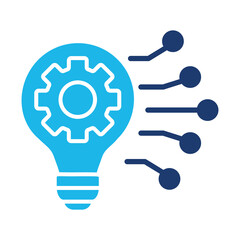 Ai Solutions Icon In Blue Monochrome Flat Design, Vector Illustration