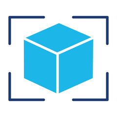 Object Detection Icon In Blue Monochrome Flat Design, Vector Illustration