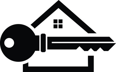 house key symbol vector icon black and white.