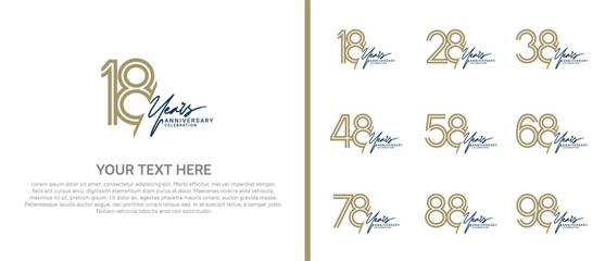 logo anniversary set. brown color with blue handwriting on white background for special event