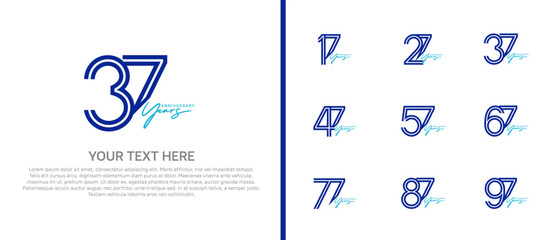 logo anniversary set. purple color with blue handwriting on white background for special event