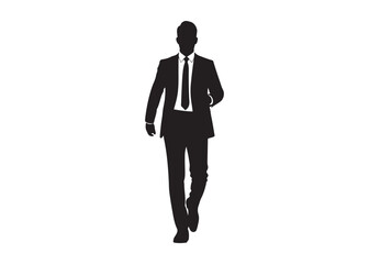 Vector art of silhouette of a businessman walking in full suit