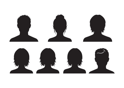 Vector art of collection of people silhouette head