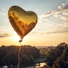 Heart shaped golden balloon