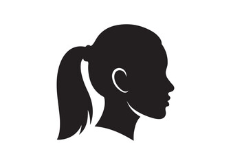 Vector art of silhouette of a womans head with ponytail