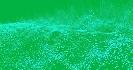 Animation of glowing purple digital mesh waving on transparent background