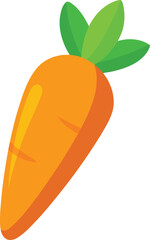 Bright orange carrot with green leaves isolated on white background. cartot icon