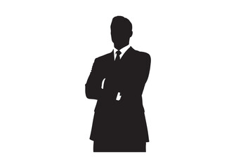Vector art of silhouette of a businessman with arms crossed