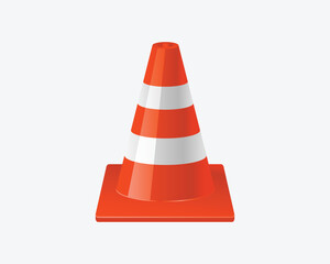 Bright orange traffic cone with white reflective stripes, used for road safety, construction zones, and traffic control.